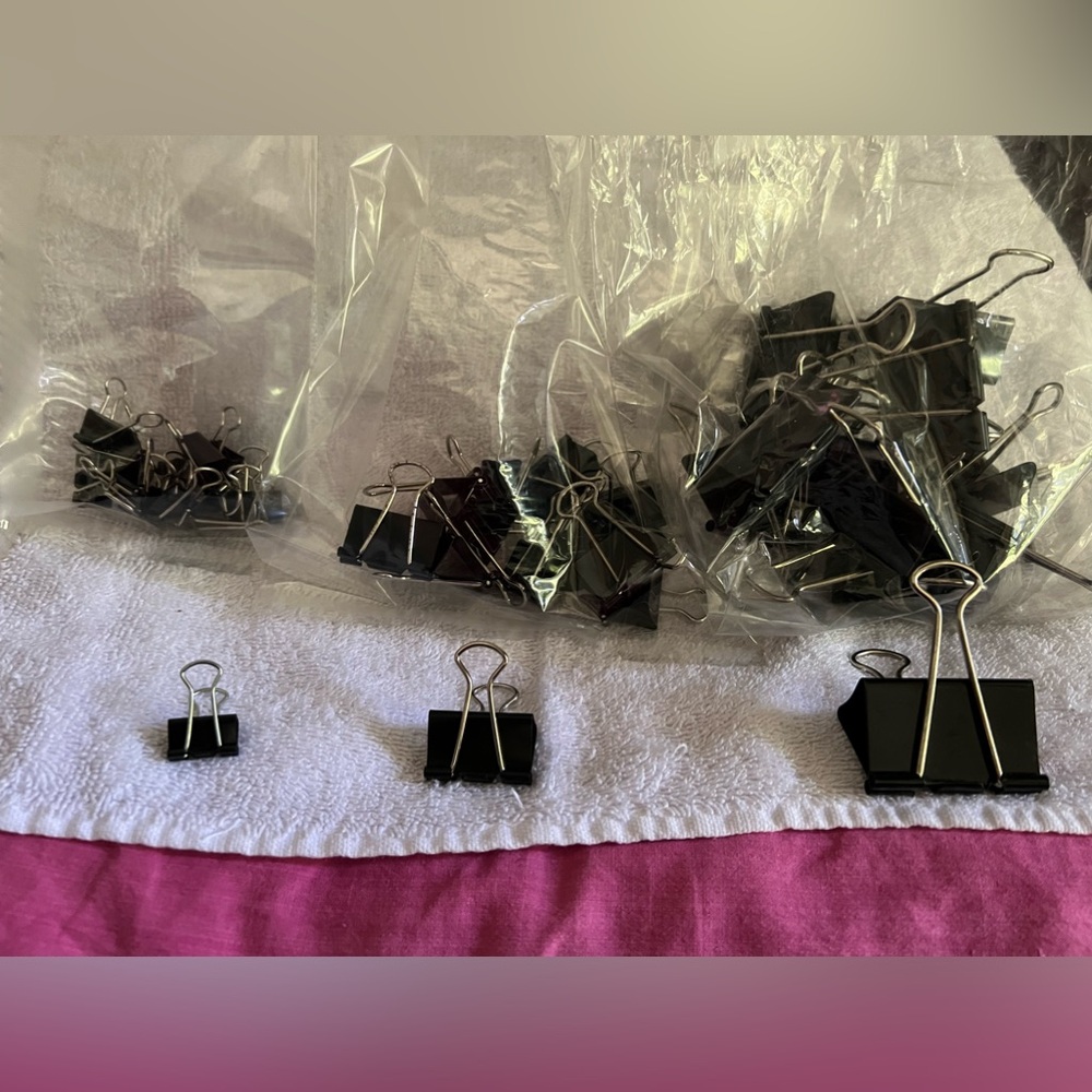 Binder Clips - 36 clips - 12 of each - small, medium, large